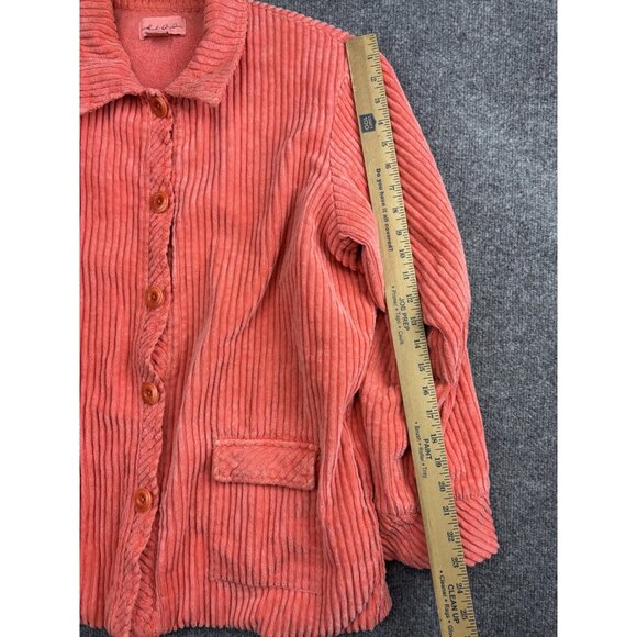 Mod-O-Doc Jacket Womens 2 Coral Pink Corduroy Button Front Pockets Casual Cozy - Picture 5 of 8